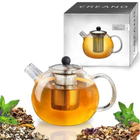   Ceainic din sticla Creano, 1,6 L, cu sita din inox si capac, pentru ceai vrac