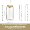 Set 2 pahare Creano, 360 ml, perete dublu, cu capac din bambus si pai, pentru smoothie si bubble tea