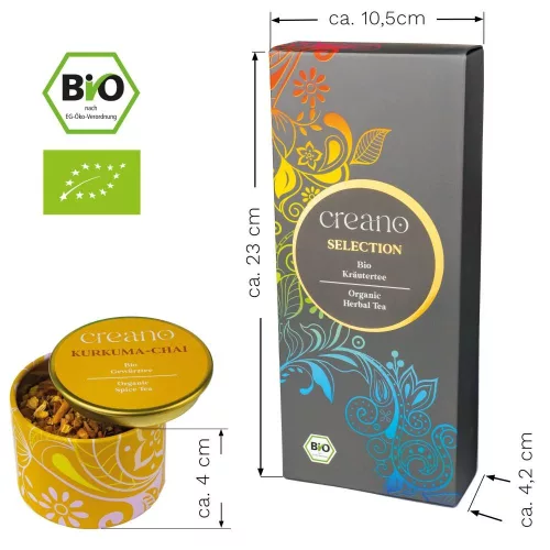 Set ceai bio Creano Mix Condimentat, Chai cu Curcuma/Ghimbir Picant/Chai Rosu Dulce, vrac, 61g