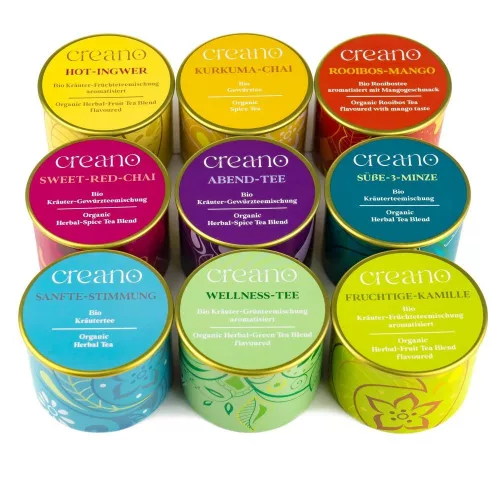 Set ceai bio Creano Mix Plante, 3 doze ceai vrac, Musetel Fructat/Menta Dulce/Rooibos cu Mango