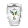 Pahar termic Creano Hummi, 250 ml, sticla borosilicata, perete dublu, decor colibri verde