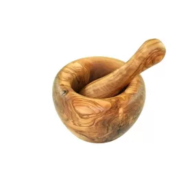   Mojar din lemn de maslin cu pistil, diametru 12 cm, inaltime 7 cm