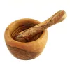 Mojar din lemn de maslin cu pistil, diametru 14 cm, inaltime 9-10 cm