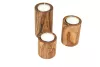 Set 3 suporturi pentru lumanari tip pastila din lemn de maslin, 6/8/10 cm, diametru 5.5 cm