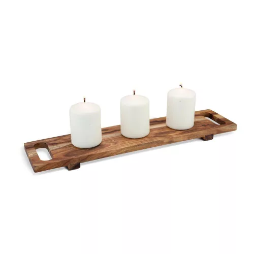 Platou servire Rominox Parma, lemn de acacia, picioare stabile, decorativ, 50 x 12 cm