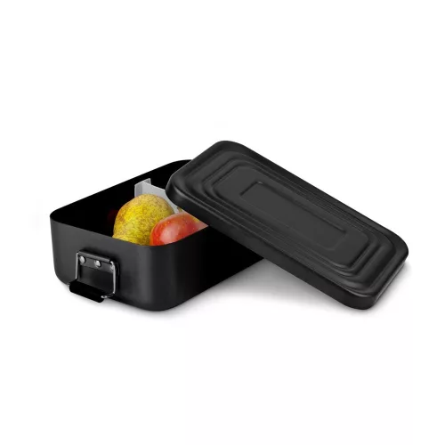 Lunchbox Rominox Quadra Matt Black, 900 ml, aluminiu, separator ajustabil, inchidere etansa