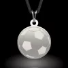 Pandantiv din argint cu snur negru model Minge de Fotbal