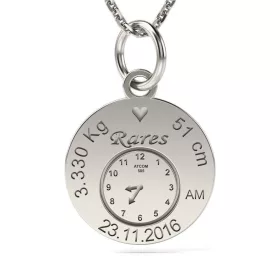 Lantisor cu pandantiv din argint model Birthday Clock