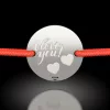 Bratara din argint cu snur model I love You cu inimioare