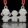 Pandantiv din argint cu snur model Mama Tata si Baietel