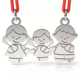 Pandantiv din argint cu snur model Mama Tata si Fetita