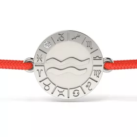 Bratara din argint cu snur rosu model Aquarius