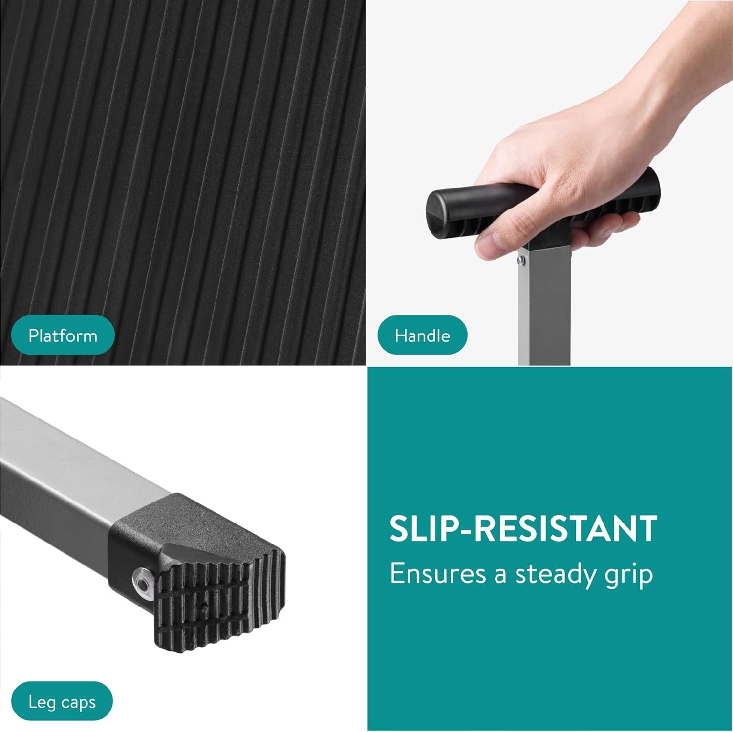 Scaun pliabil cu maner antiderapant Navaris, suport 150kg, metal, 60999.01